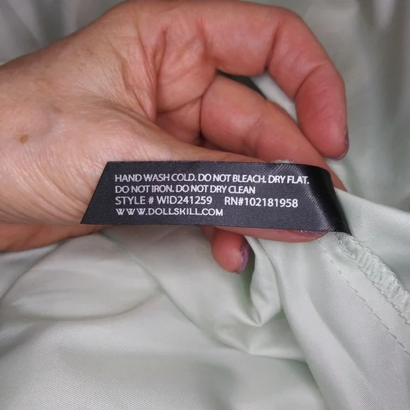 Dolls Kill House Of Widow Shimmery Mint Chiffon & Black Lace Trimmed Mini Dress - Picture 6 of 7